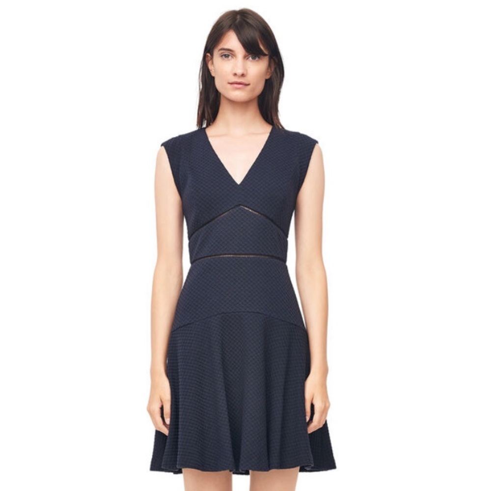 Rebecca Taylor the Taylor Dress Navy Fit and Flare Dress Size 4 Pointelle
